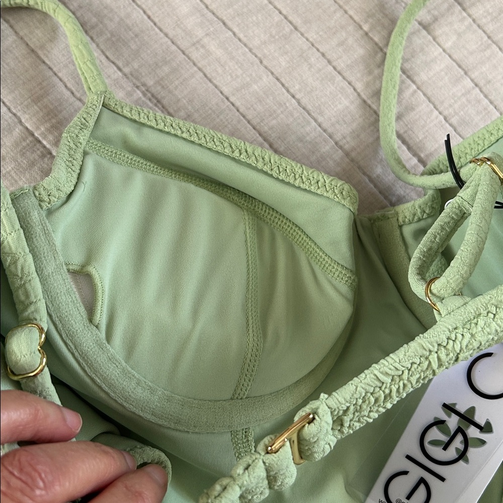 NWT Gigi C holly one piece jade embossed snake print underwire swimsuit S - Picture 5 of 11